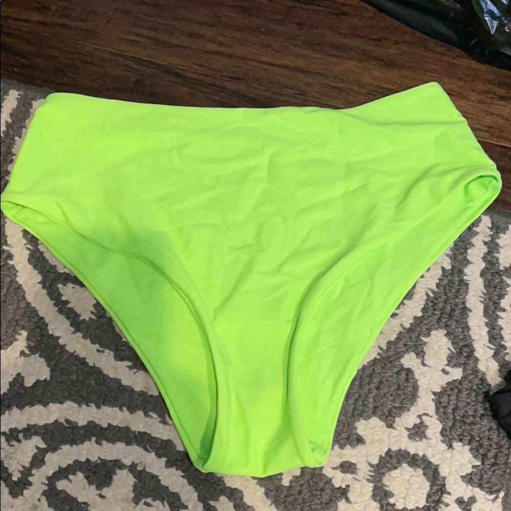 Neon green high waisted shein bottoms.